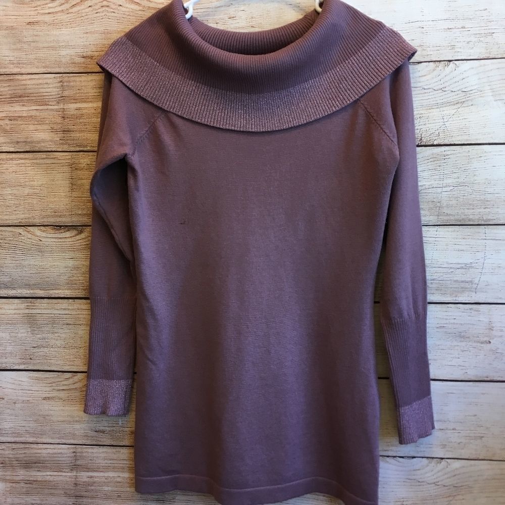 ‎QUESTIONS SHAWL COLLAR SWEATER IN MAUVE - Picture 2 of 6